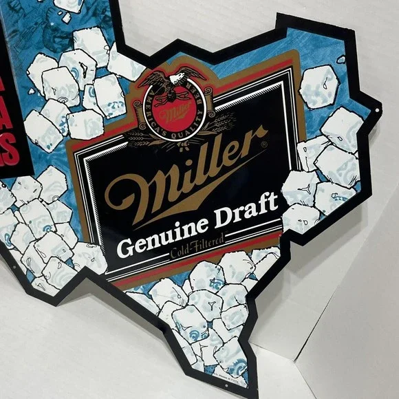 Vintage Miller Genuine Draft Beer Texas State Shaped Metal Bar Sign Rare - Picture 3 of 7